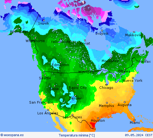 Temperatura mínima Mapas de pronósticos