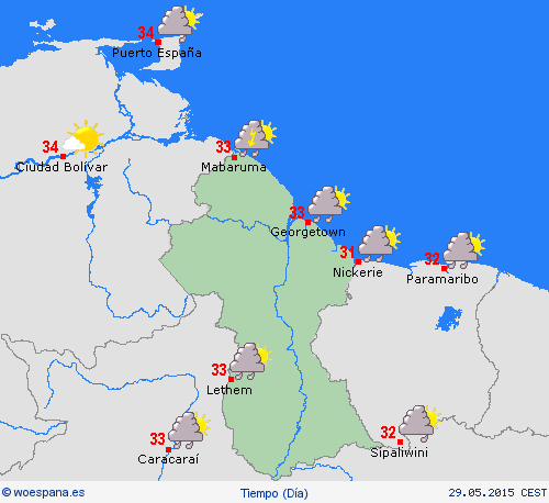 visión general Guyana Suramérica Mapas de pronósticos