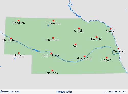 visión general Nebraska Norteamérica Mapas de pronósticos