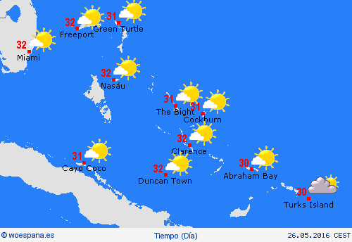 visión general Bahamas Centroamérica Mapas de pronósticos