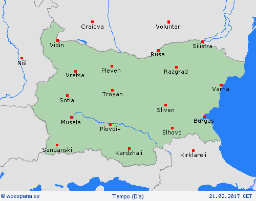 visión general Bulgaria Europa Mapas de pronósticos
