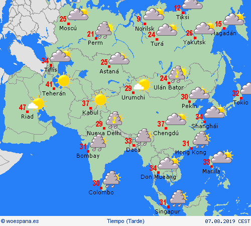 visión general  Asia Mapas de pronósticos