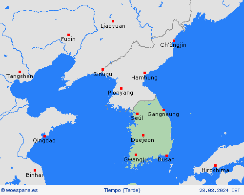 visión general Corea del Sur Asia Mapas de pronósticos