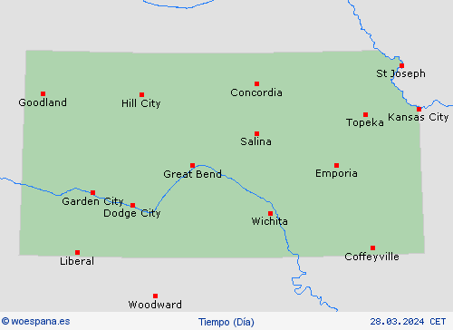 visión general Kansas Norteamérica Mapas de pronósticos