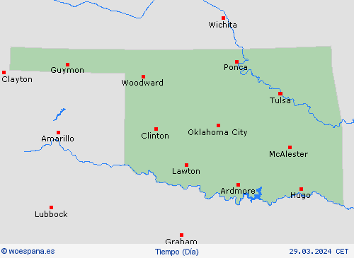 visión general Oklahoma Norteamérica Mapas de pronósticos