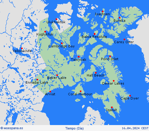 visión general Nunavut Norteamérica Mapas de pronósticos