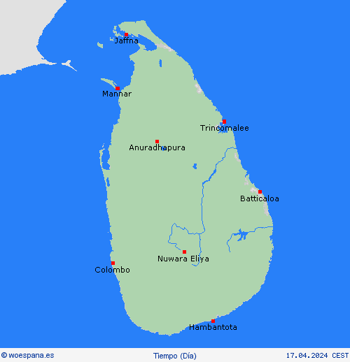 visión general Sri Lanka Asia Mapas de pronósticos