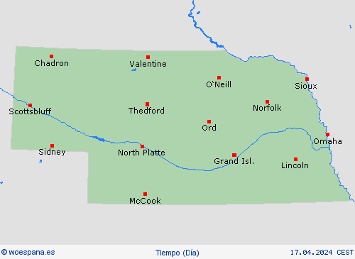 visión general Nebraska Norteamérica Mapas de pronósticos