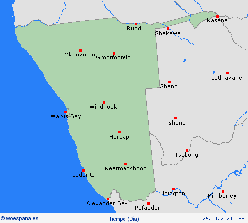 visión general Namibia África Mapas de pronósticos