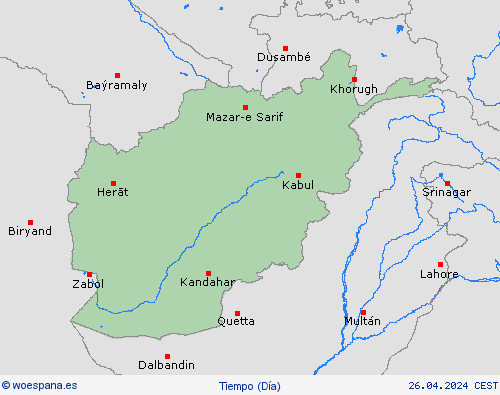 visión general Afganistán Asia Mapas de pronósticos