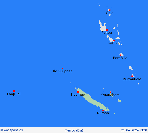 visión general Nueva Caledonia Oceanía Mapas de pronósticos