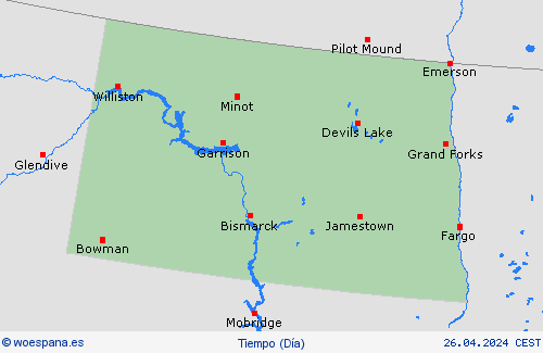 visión general Dakota del Norte Norteamérica Mapas de pronósticos