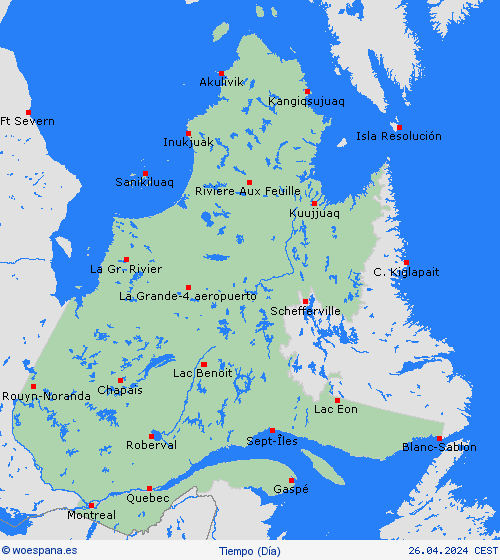 visión general Quebec Norteamérica Mapas de pronósticos