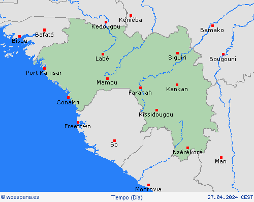 visión general Guinea África Mapas de pronósticos