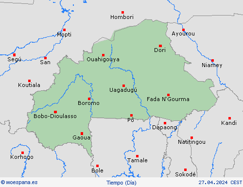 visión general Burkina Faso África Mapas de pronósticos