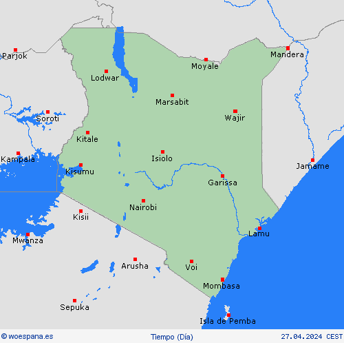 visión general Kenia África Mapas de pronósticos