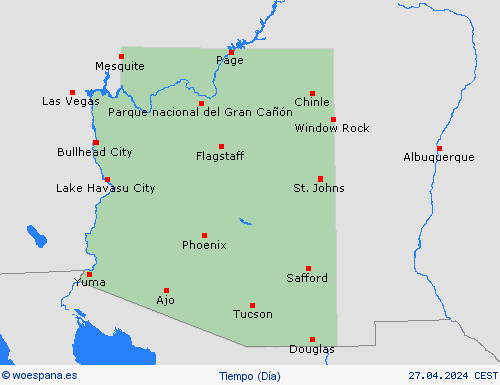 visión general Arizona Norteamérica Mapas de pronósticos