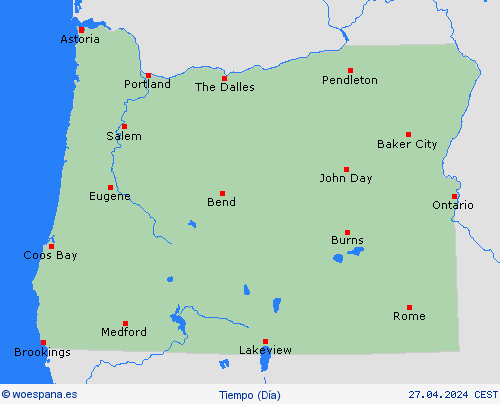 visión general Oregón Norteamérica Mapas de pronósticos