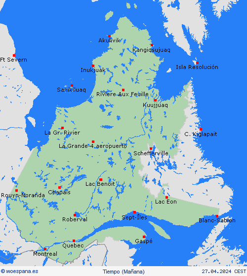 visión general Quebec Norteamérica Mapas de pronósticos