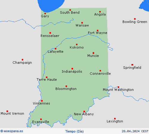 visión general Indiana Norteamérica Mapas de pronósticos