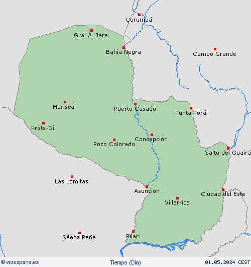 visión general Paraguay Suramérica Mapas de pronósticos