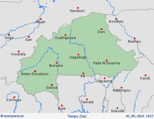 visión general Burkina Faso África Mapas de pronósticos