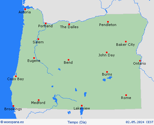 visión general Oregón Norteamérica Mapas de pronósticos