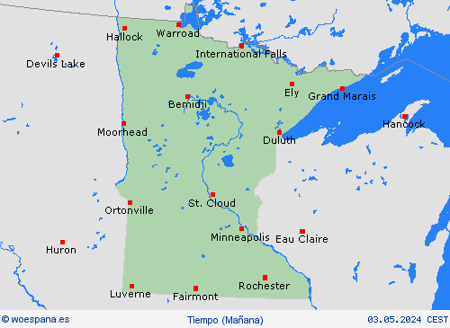 visión general Minnesota Norteamérica Mapas de pronósticos