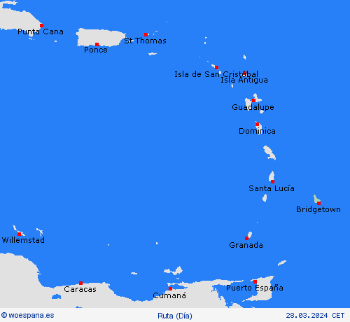 estado de la vía Barbados Suramérica Mapas de pronósticos