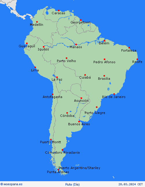 estado de la vía  Suramérica Mapas de pronósticos