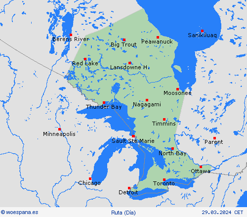 estado de la vía Ontario Norteamérica Mapas de pronósticos