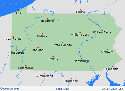 estado de la vía Pensilvania Norteamérica Mapas de pronósticos