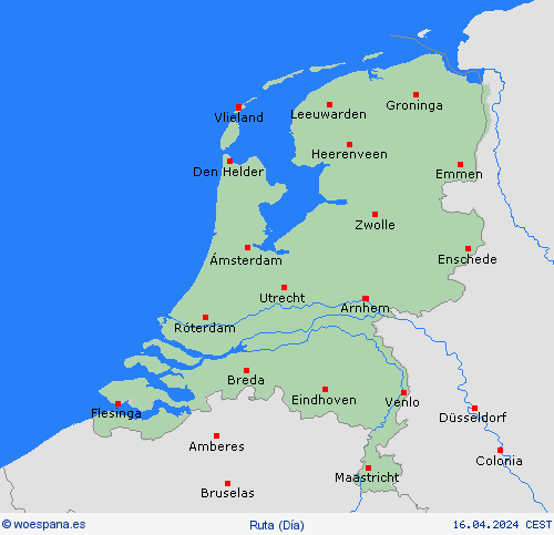 estado de la vía Países Bajos Europa Mapas de pronósticos