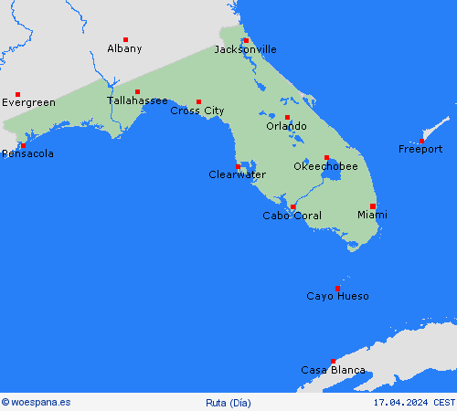 estado de la vía Florida Norteamérica Mapas de pronósticos