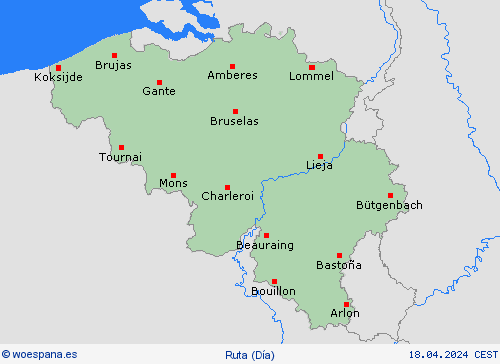 estado de la vía Bélgica Europa Mapas de pronósticos