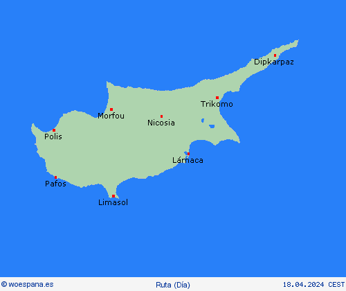 estado de la vía Chipre Europa Mapas de pronósticos