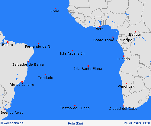 estado de la vía Islas Atlánticas África Mapas de pronósticos