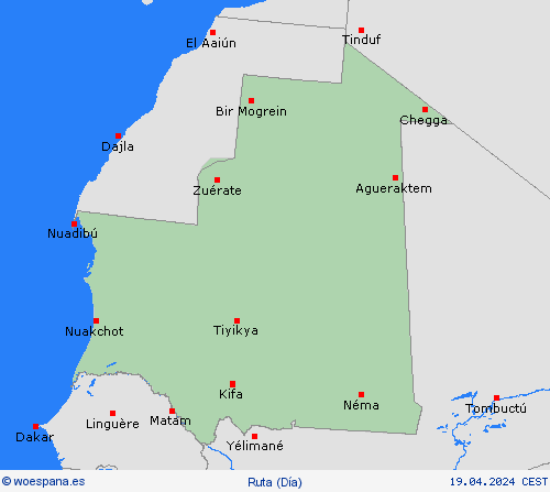 estado de la vía Mauritania África Mapas de pronósticos