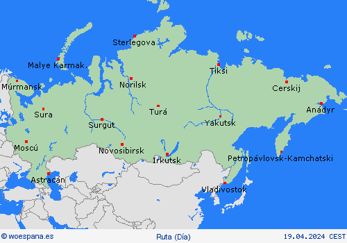 estado de la vía Rusia Asia Mapas de pronósticos