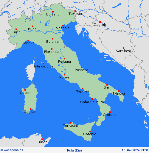 estado de la vía Italia Europa Mapas de pronósticos