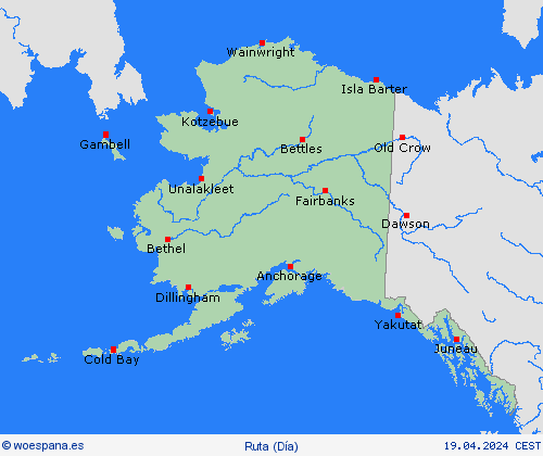 estado de la vía Alaska Norteamérica Mapas de pronósticos
