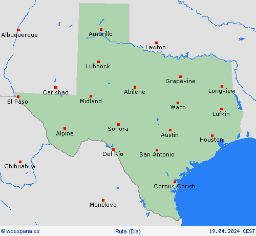 estado de la vía Texas Norteamérica Mapas de pronósticos