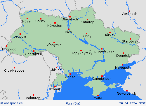 estado de la vía Ucrania Europa Mapas de pronósticos
