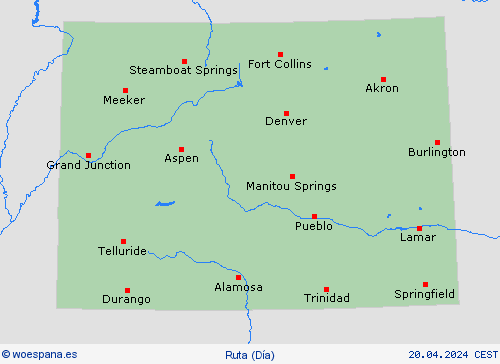 estado de la vía Colorado Norteamérica Mapas de pronósticos