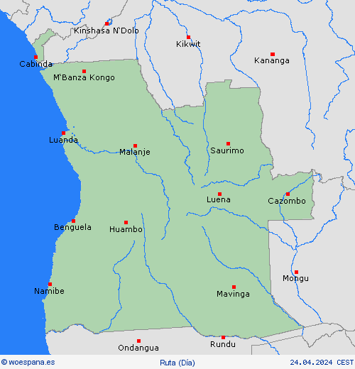 estado de la vía Angola África Mapas de pronósticos