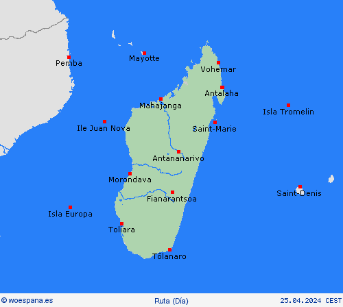 estado de la vía Madagascar África Mapas de pronósticos
