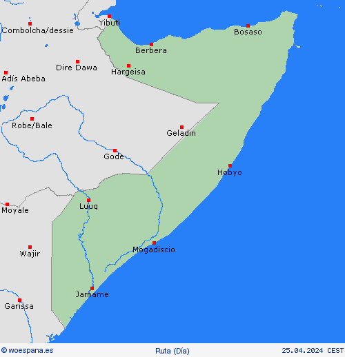 estado de la vía Somalia África Mapas de pronósticos