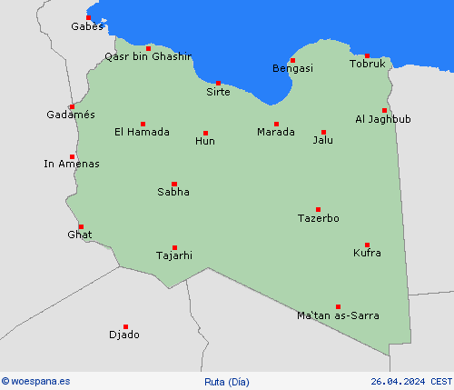 estado de la vía Libia África Mapas de pronósticos