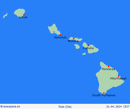 estado de la vía Hawái Oceanía Mapas de pronósticos