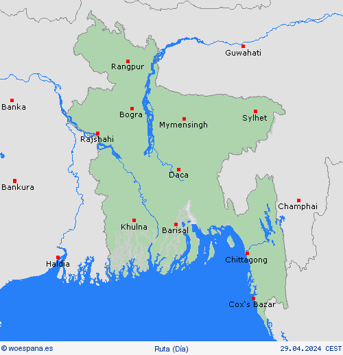 estado de la vía Bangladés Asia Mapas de pronósticos